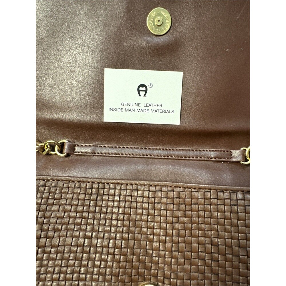 Vintage Etienne Aigner Woven Brown Crossbody Shoulder Handbag - Picture 11 of 14